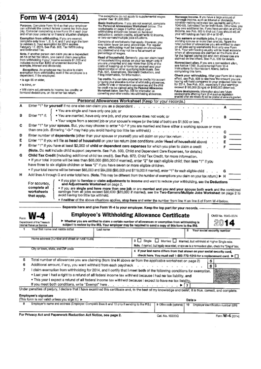 Form W 4 Employee S Withholding Allowance Certificate South Carolina