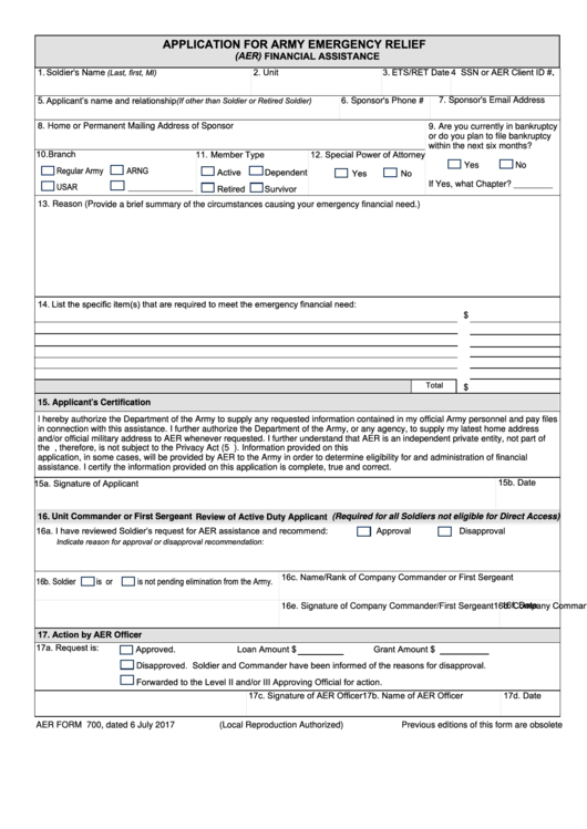 Aer Form 700 Fillable Printable Forms Free Online