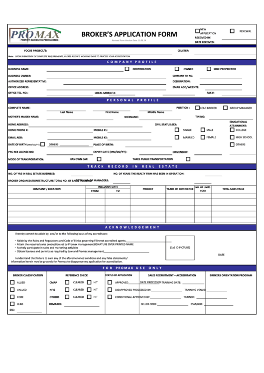 Broker's Application Form