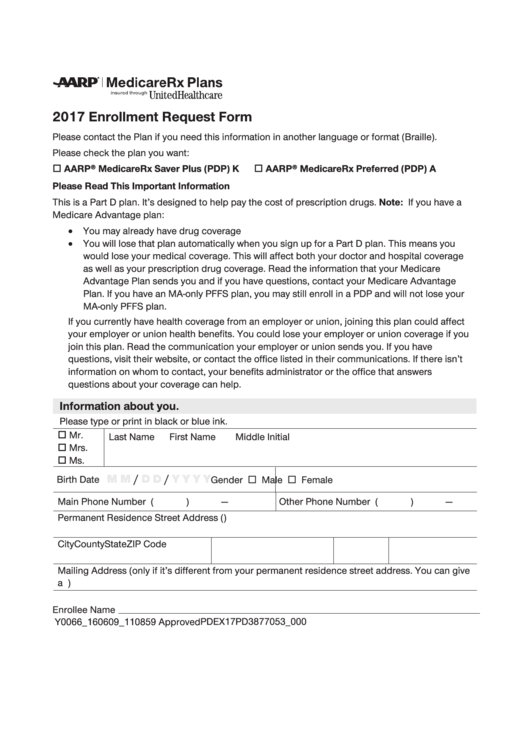 Enrollment Request Form - 2017