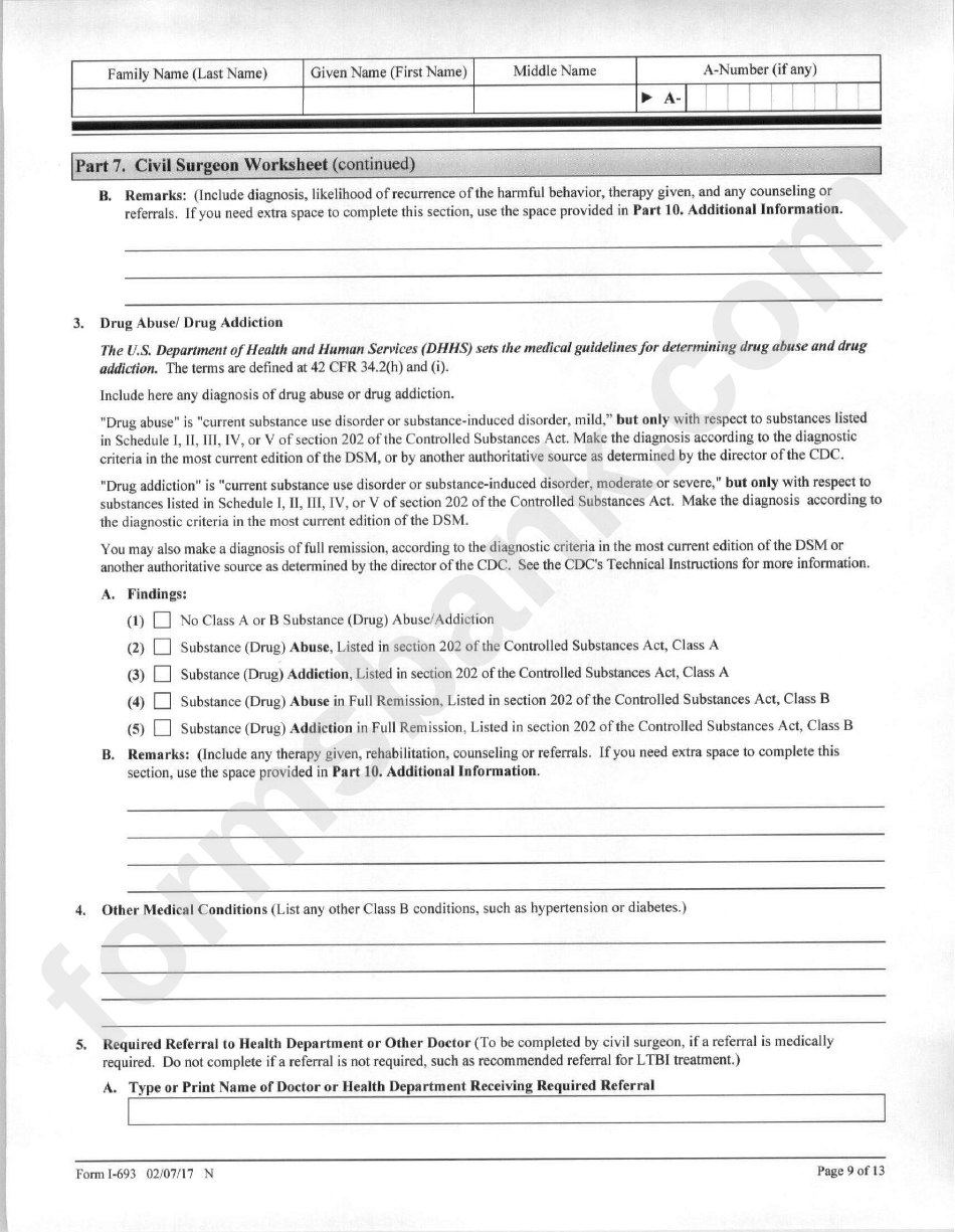 Form I-693 - Report Of Medical Examination And Vaccination Record