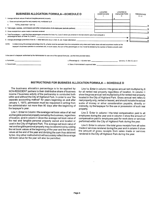 Instructions For Form Hp-1065 - City Of Highland Park Income Tax Partnership Return Printable pdf