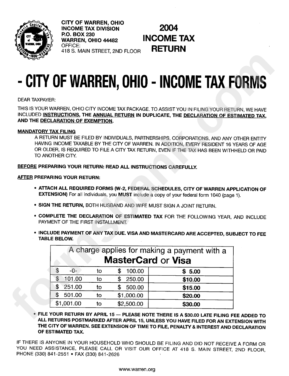 Income Tax Return -City Of Warren - 2004