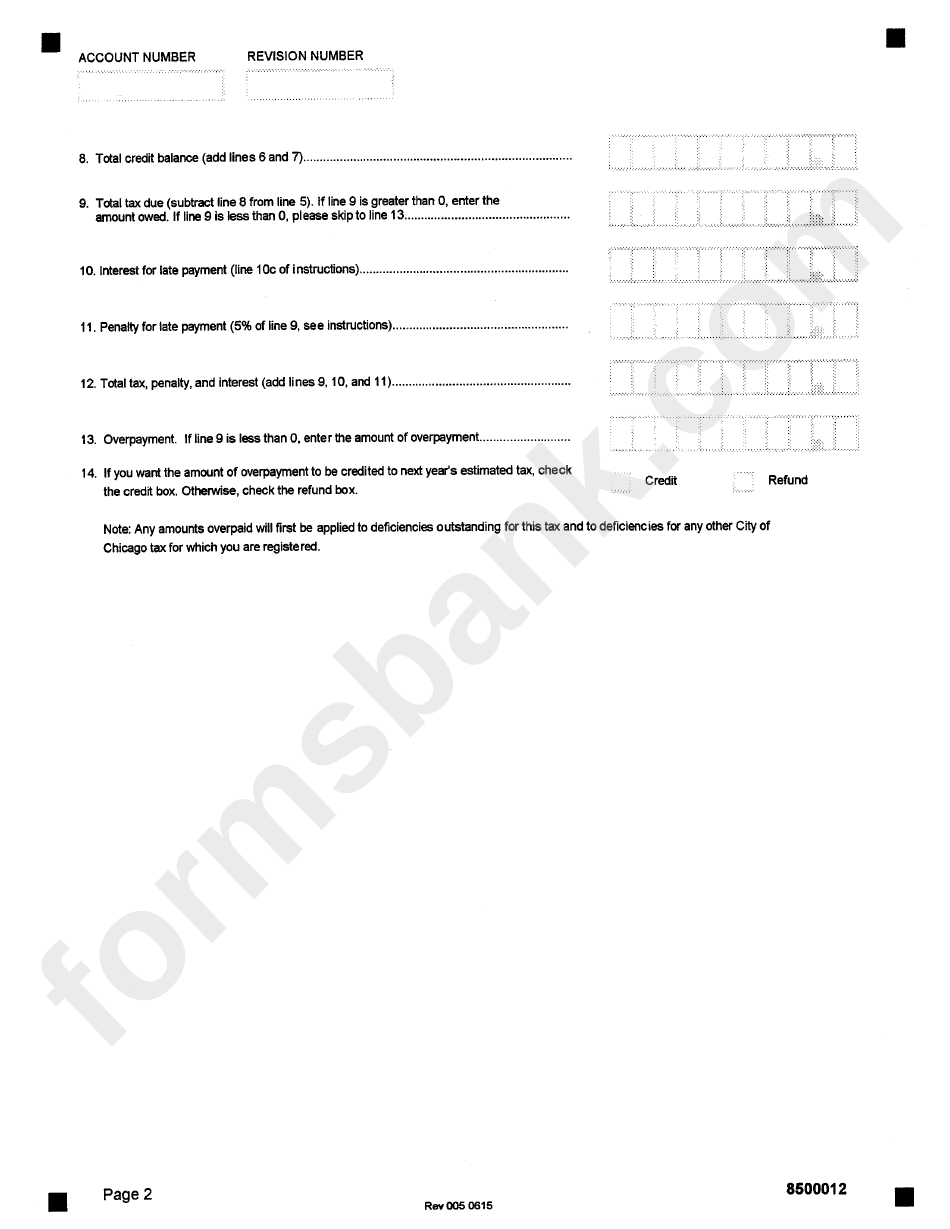 Form 8500 - Airport Departure Tax - City Of Chicago