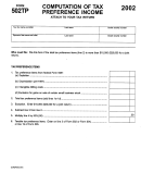 Form 502tp - Computation Of Tax Preference Income - 2002