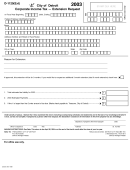 Form D-1120 - Corporate Income Tax - Extension Request - City Of Detroit - 2003
