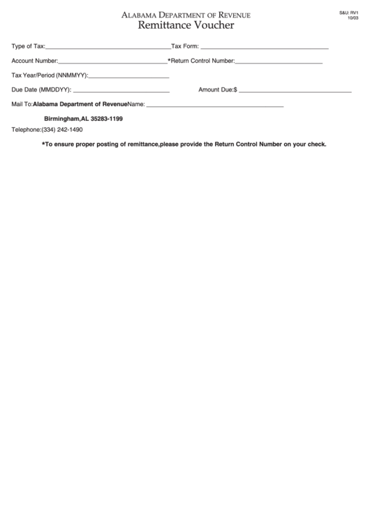 Form S&u Rv1 Remittance Voucher printable pdf download