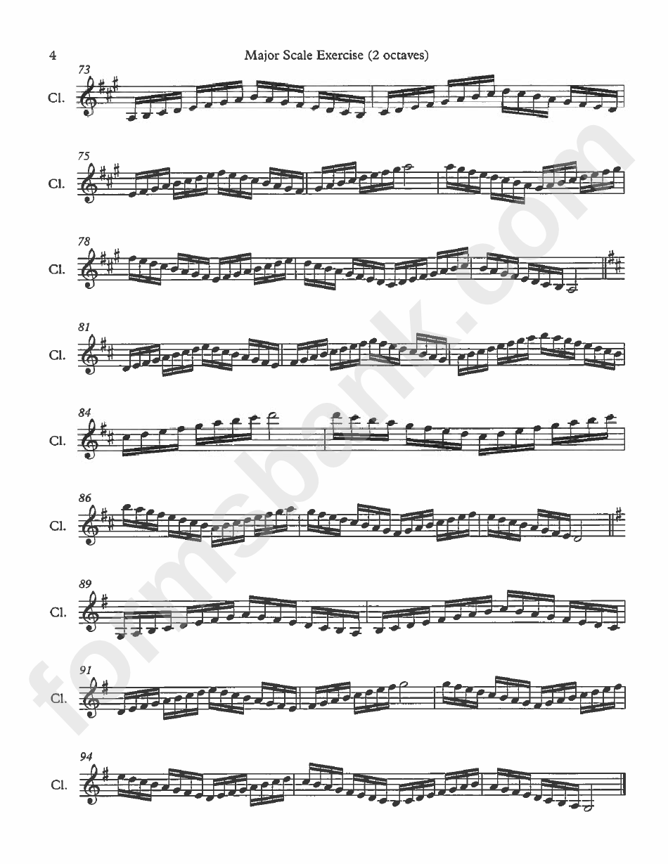 Clarinet Resonance Fingerings, Scales And Exercises