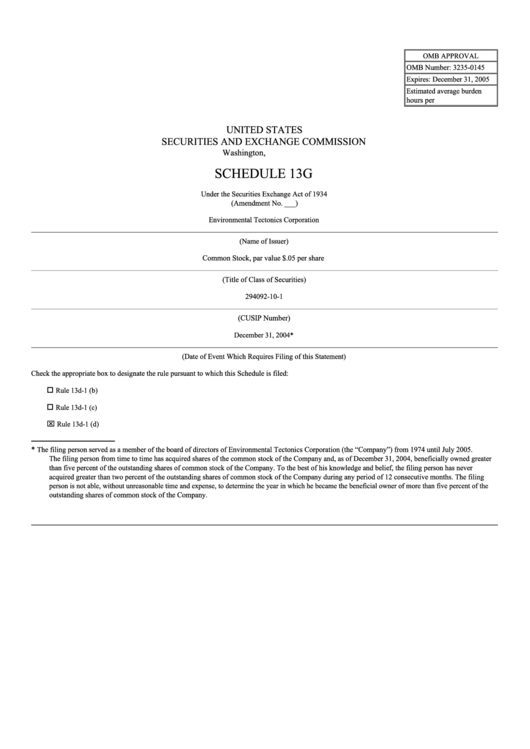 Schedule 13g - United States Securities And Exchange Commission Printable pdf