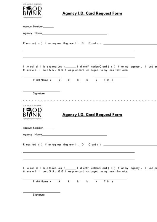 Agency I.d. Card Request Form Printable pdf