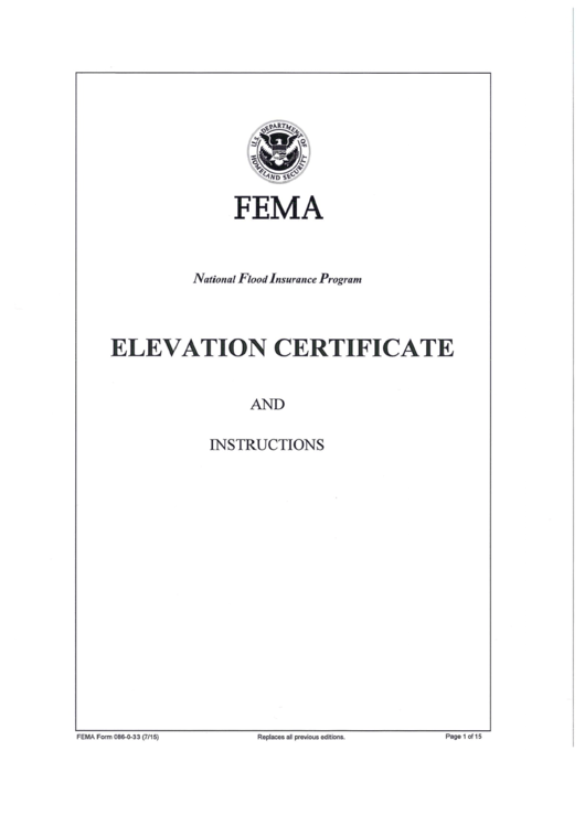 Fema Form 086 0 33 Elevation Certificate U s Department Of