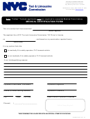 Form 4.01.10 - Medical Certification Form - City Of New York Taxi & Limousine Comission