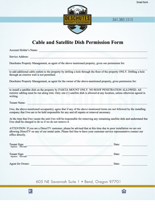 Cable And Satellite Dish Permission Form