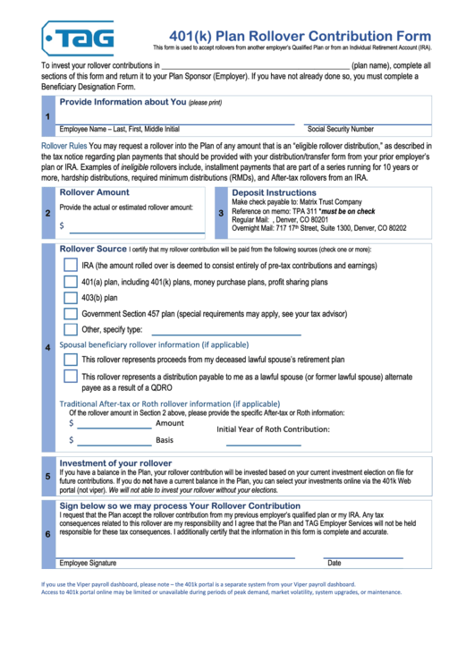 Plan Rollover Contribution Form