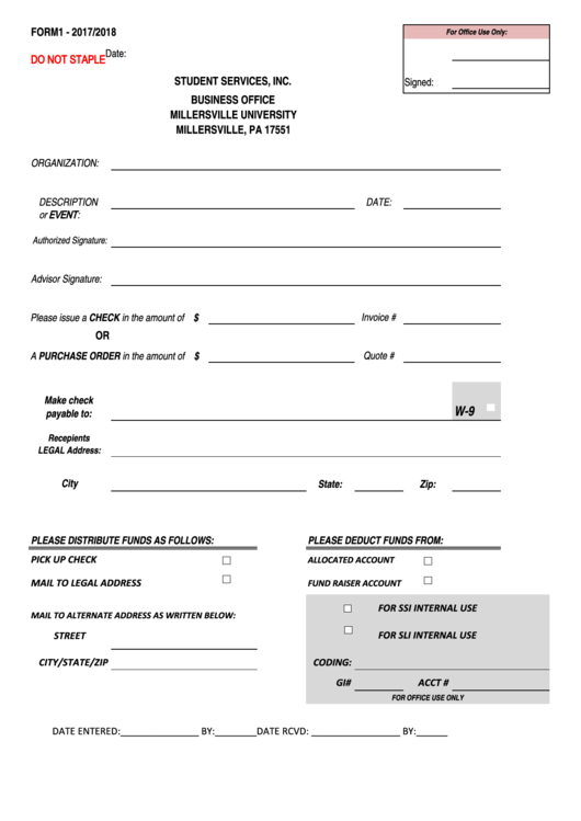 Form 1 - Purchase Request Form