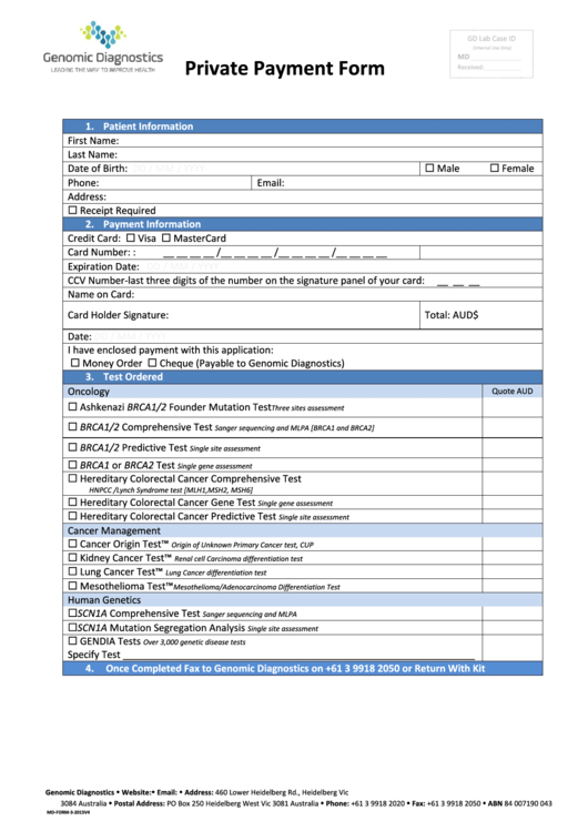 Private Payment Form Printable pdf