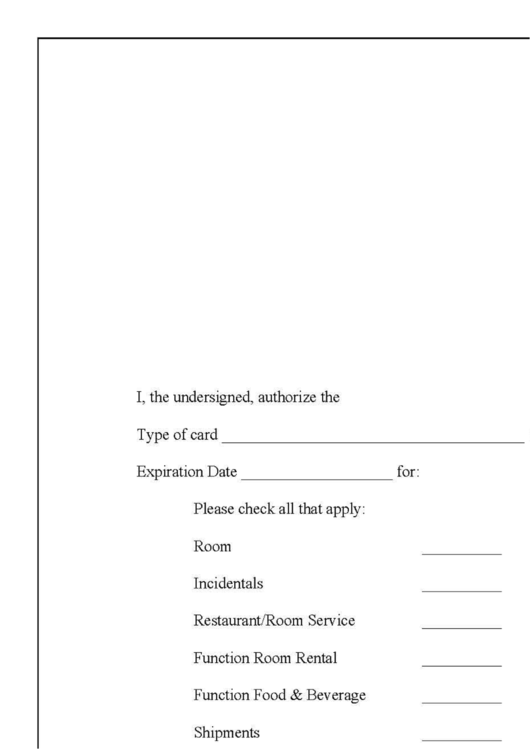 Holiday Inn Credit Card Authorization Printable pdf
