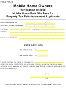Form Ptr-2b - Verification Of 2000 Mobile Home Park Site Fees For Property Tax Reimbursement Applicants