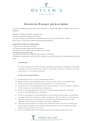 Sample Restaurant Manager Job Description Template