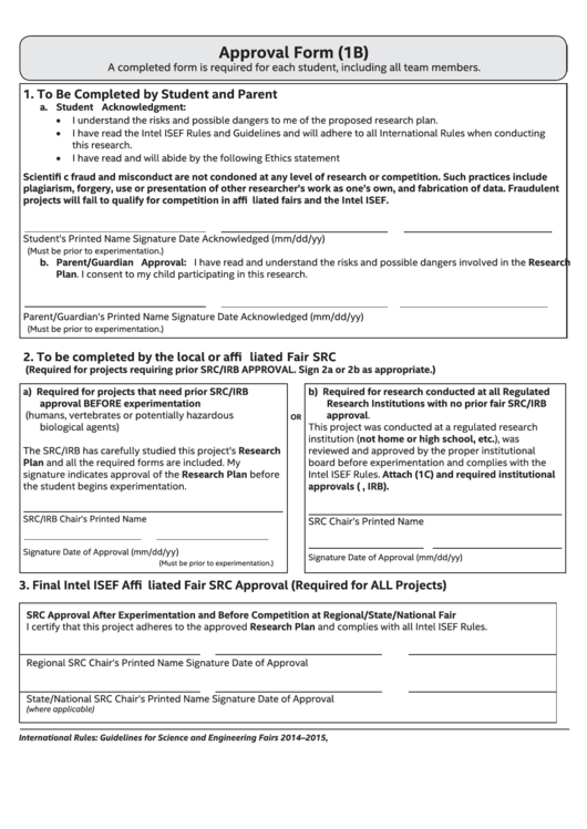 Fillable Approval Form (1b) Printable pdf