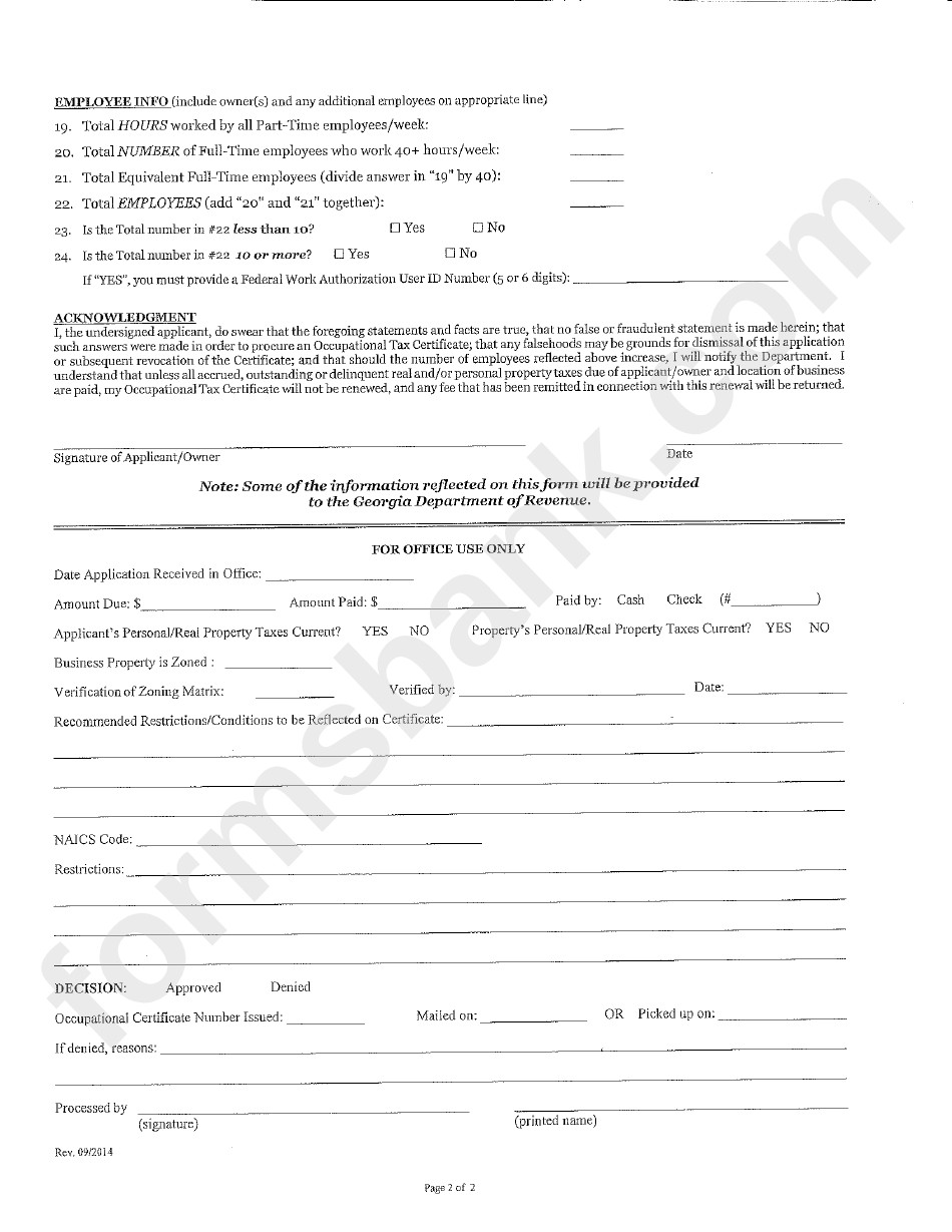 Occupational Tax Certificate Application - Harris County