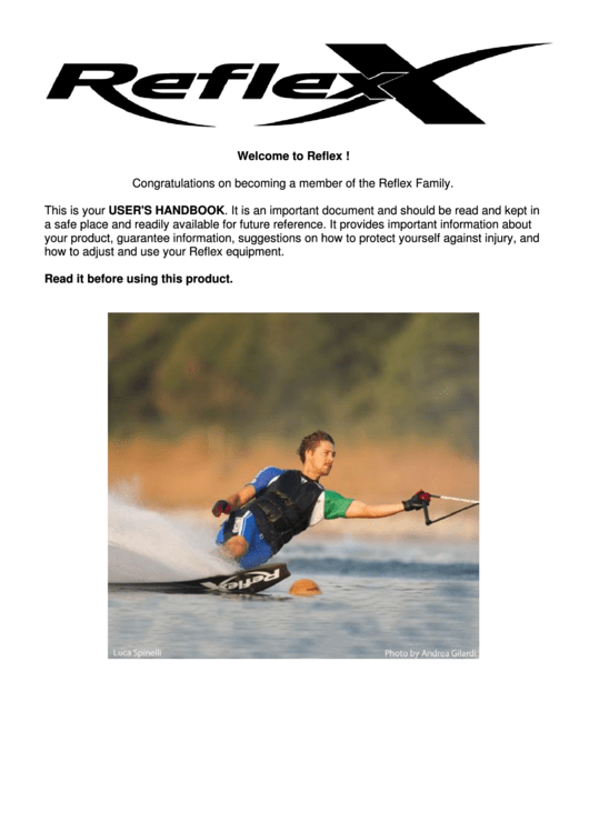 Size Comparison Chart - Reflex Water Ski Usa Printable pdf