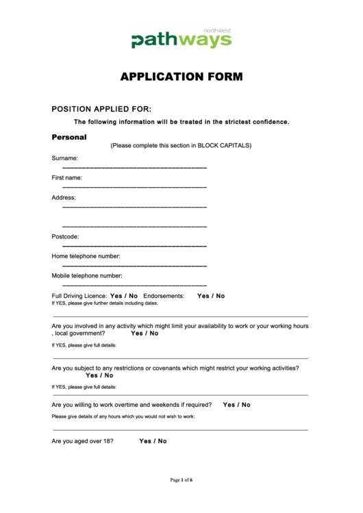 Application Form - Regulated Activities Printable pdf