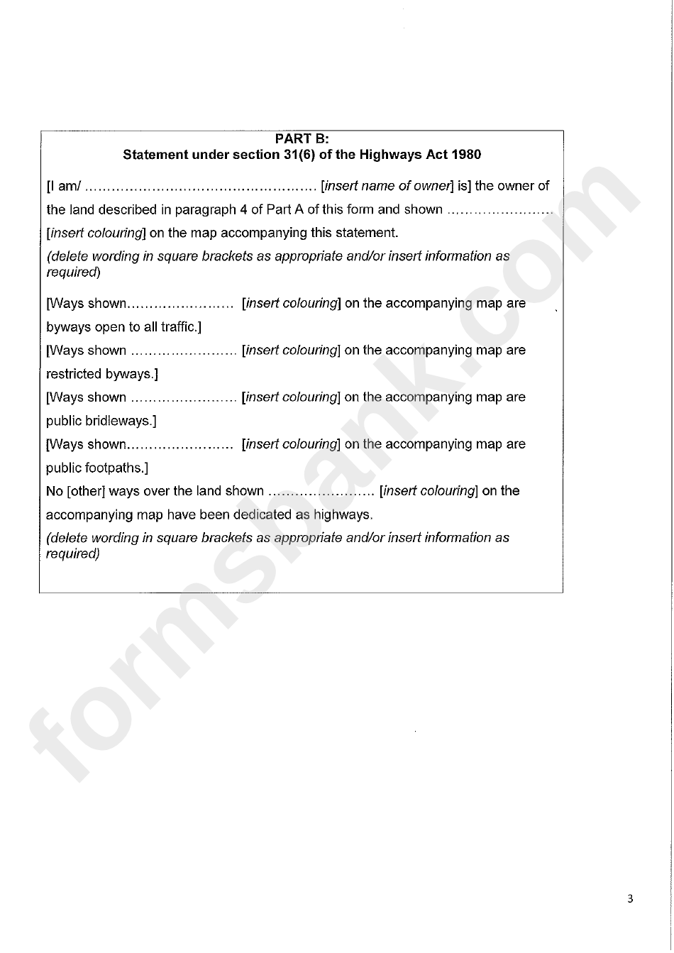 Form Ca16 - Application Form For Deposits Under Section 31(6) Of The Highways Act 1980 And Section 15a(1) Of The Commons Act 2006