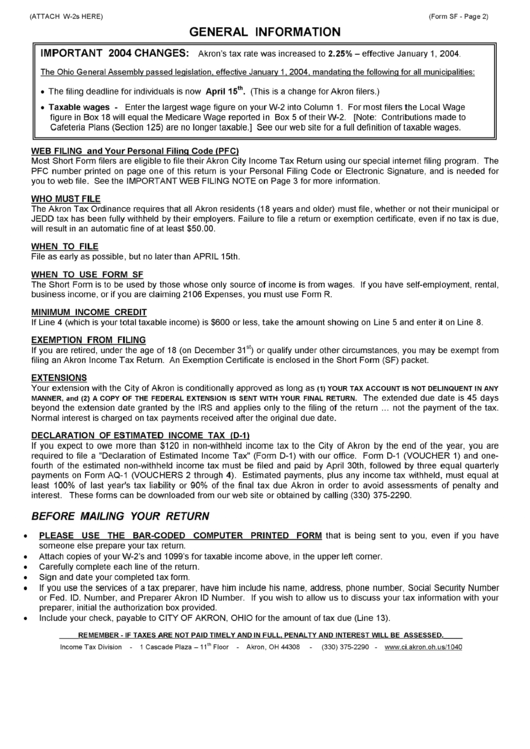 Form Sf - Exemption Certificate - 2004 printable pdf download