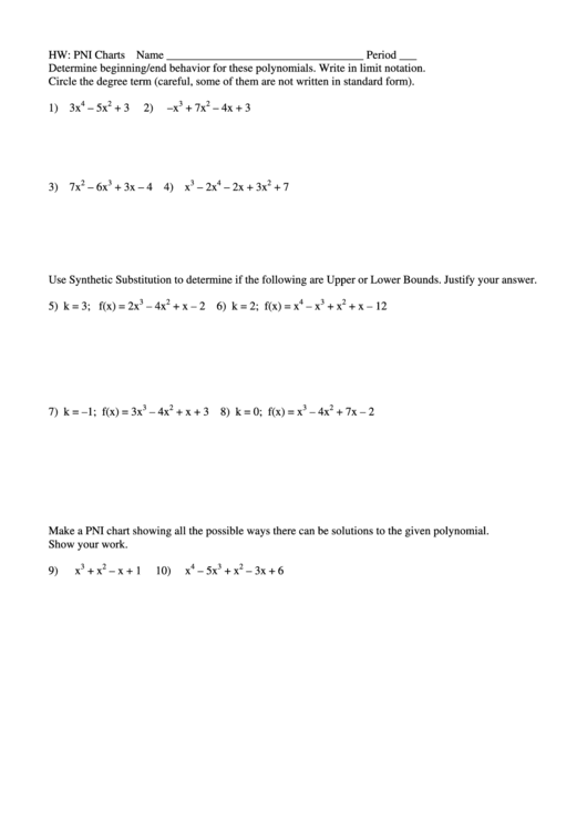 Polynomials Worksheets