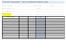 Contract Worksheet For Sports Club
