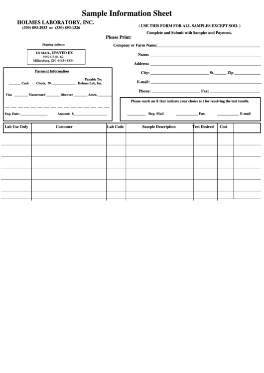 Sample Information Sheet Printable pdf