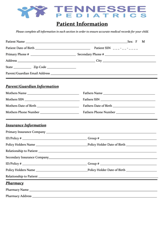 New Patient Packet Printable pdf