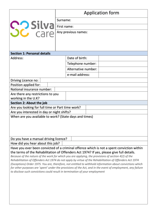 Fillable Job Application Form Printable pdf