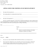 Application For Certificate Of Reinstatement
