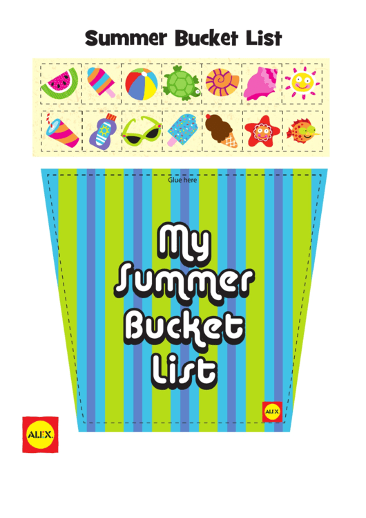 Summer Bucket List Craft Template Printable pdf