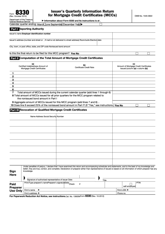 Fillable Form 8330 - Issuer