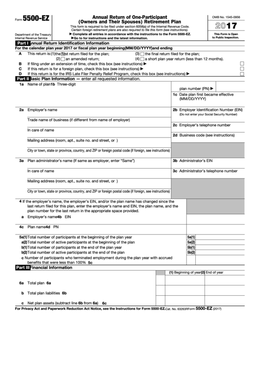 5500 Ez Fillable Form Printable Forms Free Online