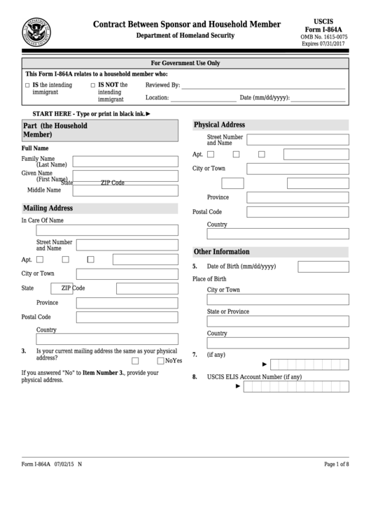 I 864 Form Pdf Fillable Printable Forms Free Online