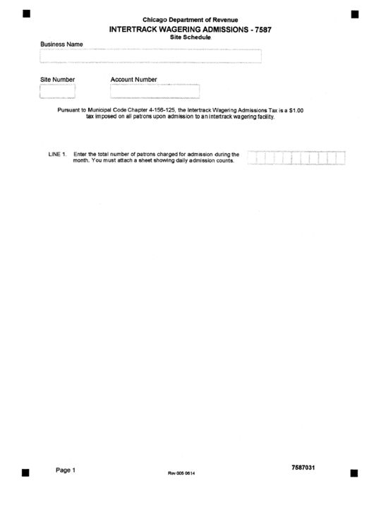 Form 7587 - Site Schedule - Intertrack Wagering Admissions - Chicago Department Of Revenue Printable pdf
