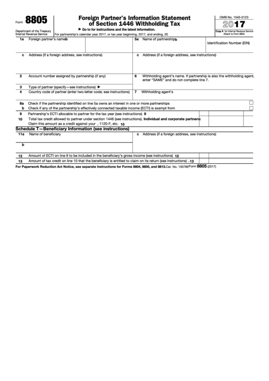 Fillable Form 8805 - Foreign Partner