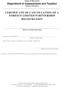 Certificate Of Cancellation Of A Foreign Limited Partnership Registration - Maryland Department Of Assessments And Taxation