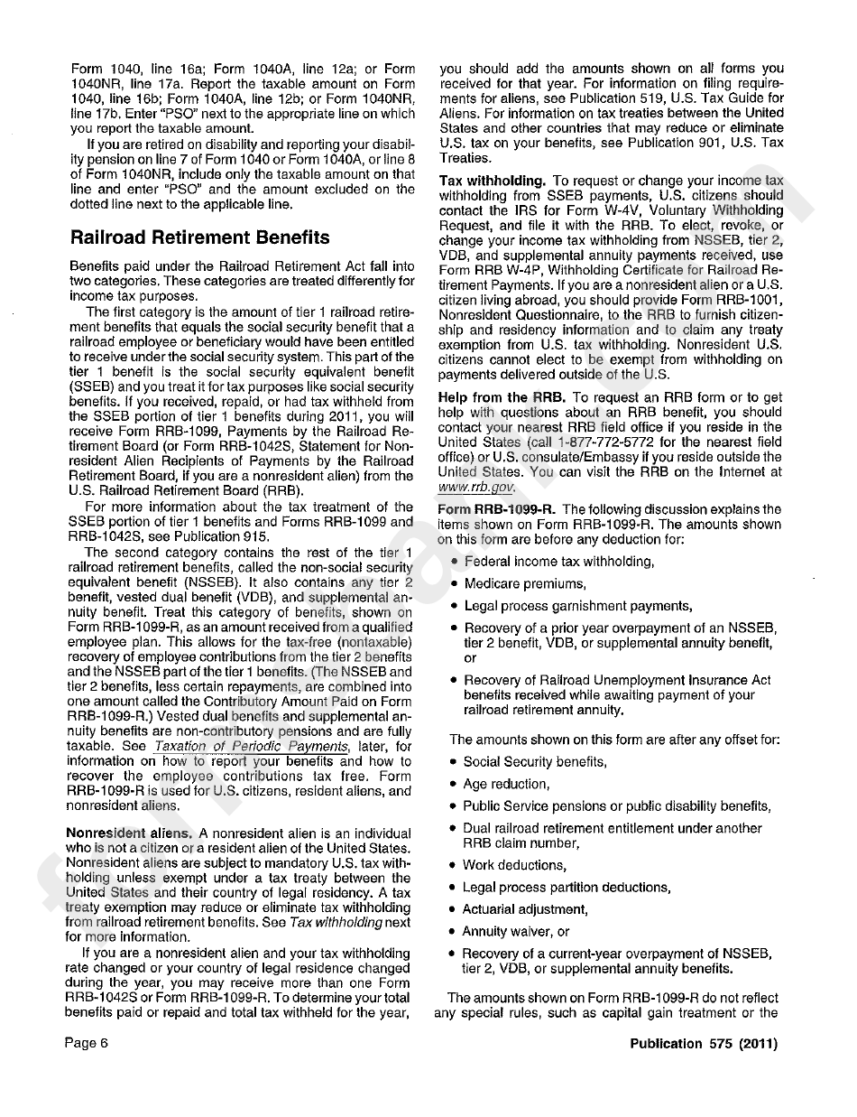 Publication 575 - Pension And Annuity Income - 2011