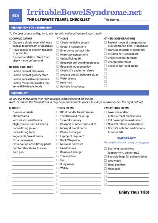 Ultimate Travel Checklist Printable pdf