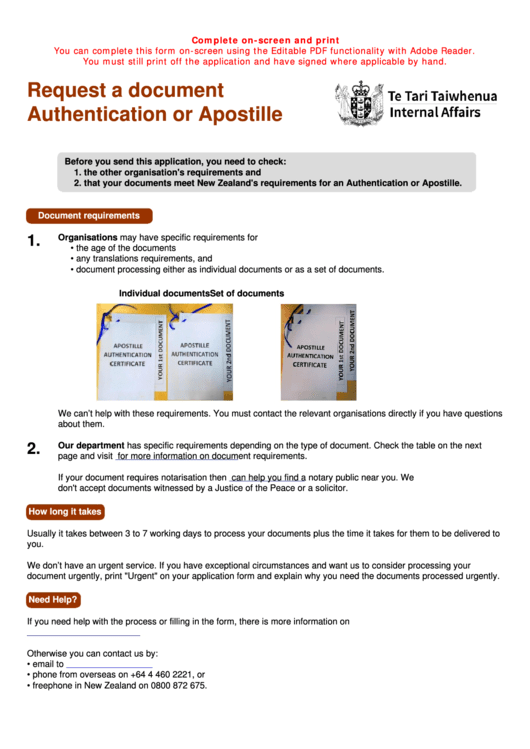 Request A Document Authentication Or Apostille - New Zealand Authentication Unit
