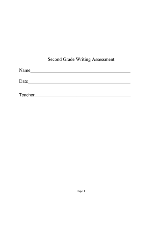 Second Grade Writing Assessment Printable pdf