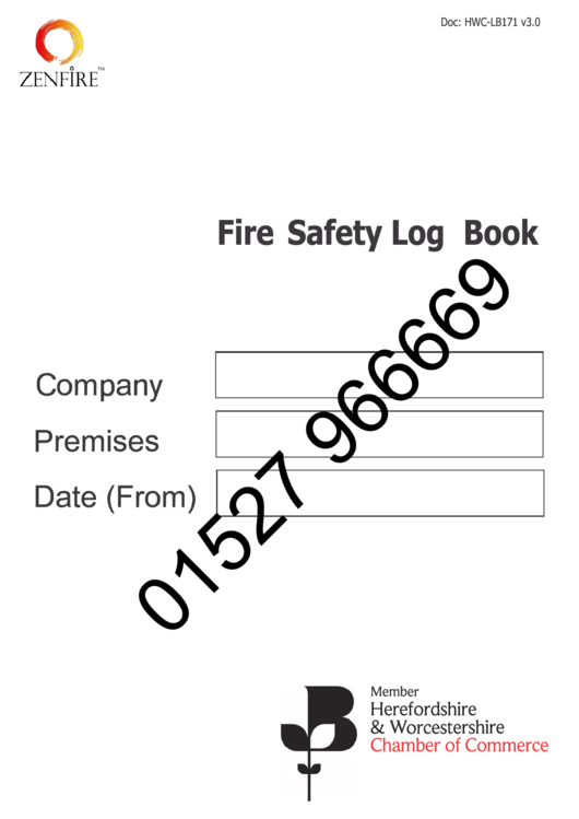 Fire Safety Log Book Template Printable pdf