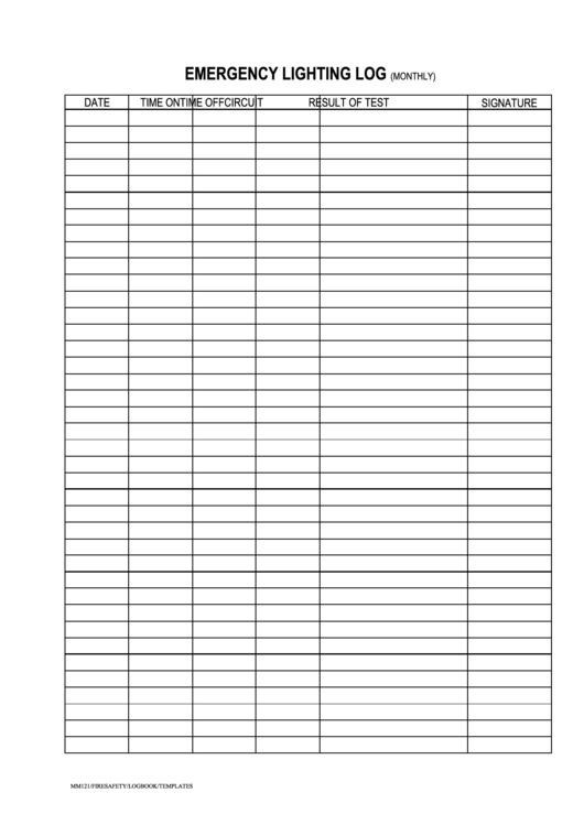 Free Printable Emergency Lighting Test Log Template Printable Templates