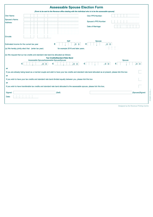 Fillable Assessable Spouse Election Form Printable pdf