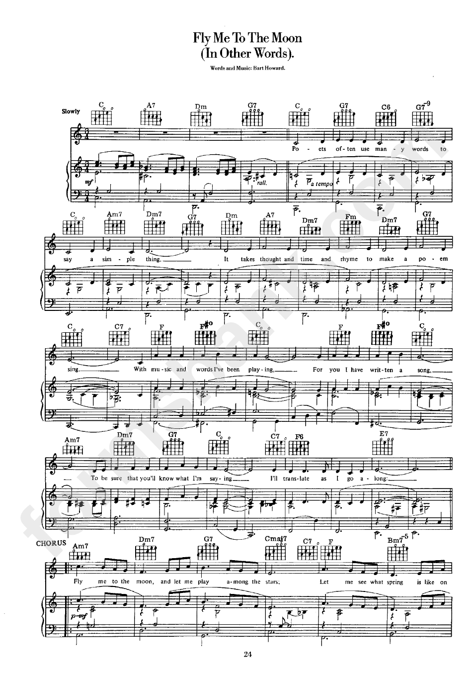 Fly Me To The Moon Piano Sheet Music